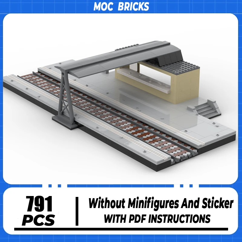 Railway Train Model Moc Building Bricks City Train Platform Model Technology Modular Blocks Gift Christmas Toy DIY Assembly