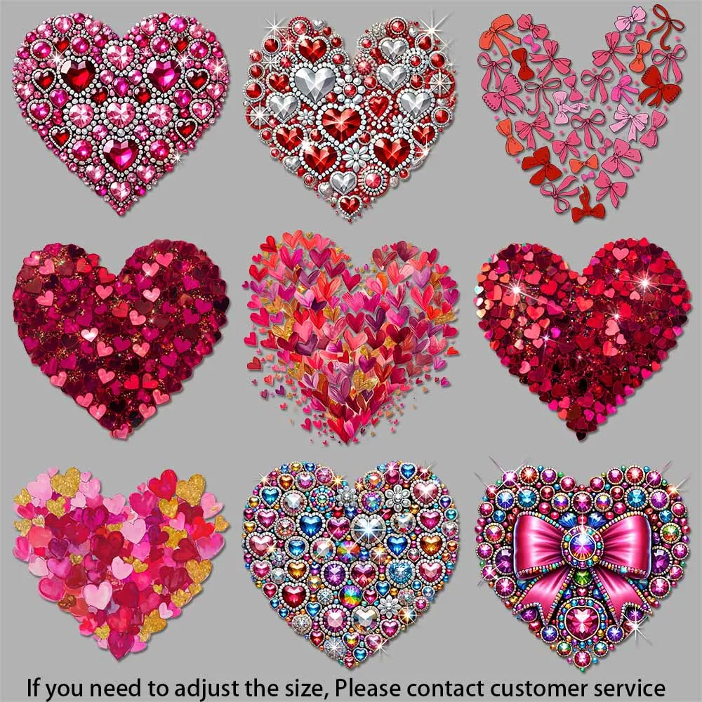 Romantic Heart Graphic Sparkling Heart Design Valentine's Day Gift Iron Sticker for Clothing Strong color fastness DIY Craft