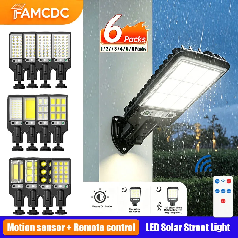 

1/6 Packs Outdoor Solar Light 3 Modes Human Body Induction Garden Lights LED Courtyard Wall Lamp Terrace Garage Street Lighting