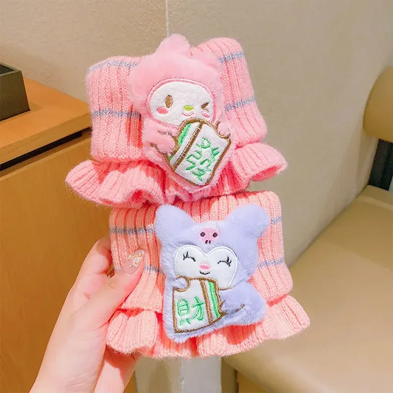 

Hello Kitty Cinnamoroll Anime MINISO Children Thick Warm Windproof Neck Cute Kawaii Students Neck Scarf Lovely Doll Gifts Toys