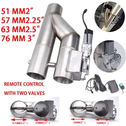 Universal 2&quot 2.25'' 2.5'' 3&quot Double Valve Electric Exhaust Cut Out Valve Exhaust Pipe Muffler Kit