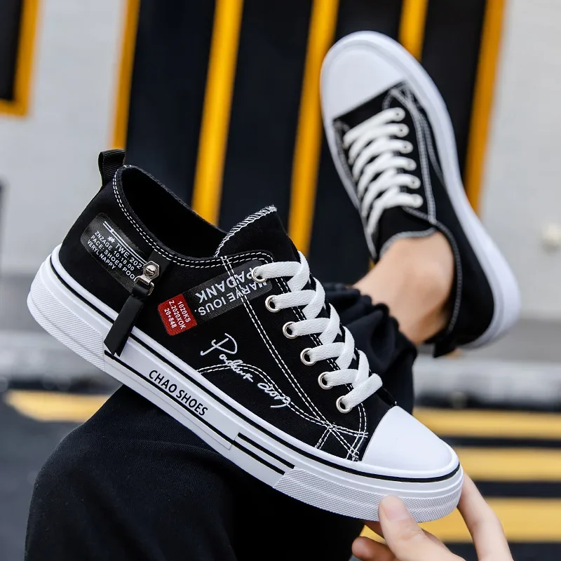 New Men's Canvas Sports Shoes, Low Cut Casual Breathable Shoes, Fashionable and Lightweight Youth Street Wear, Comfortable Shoes