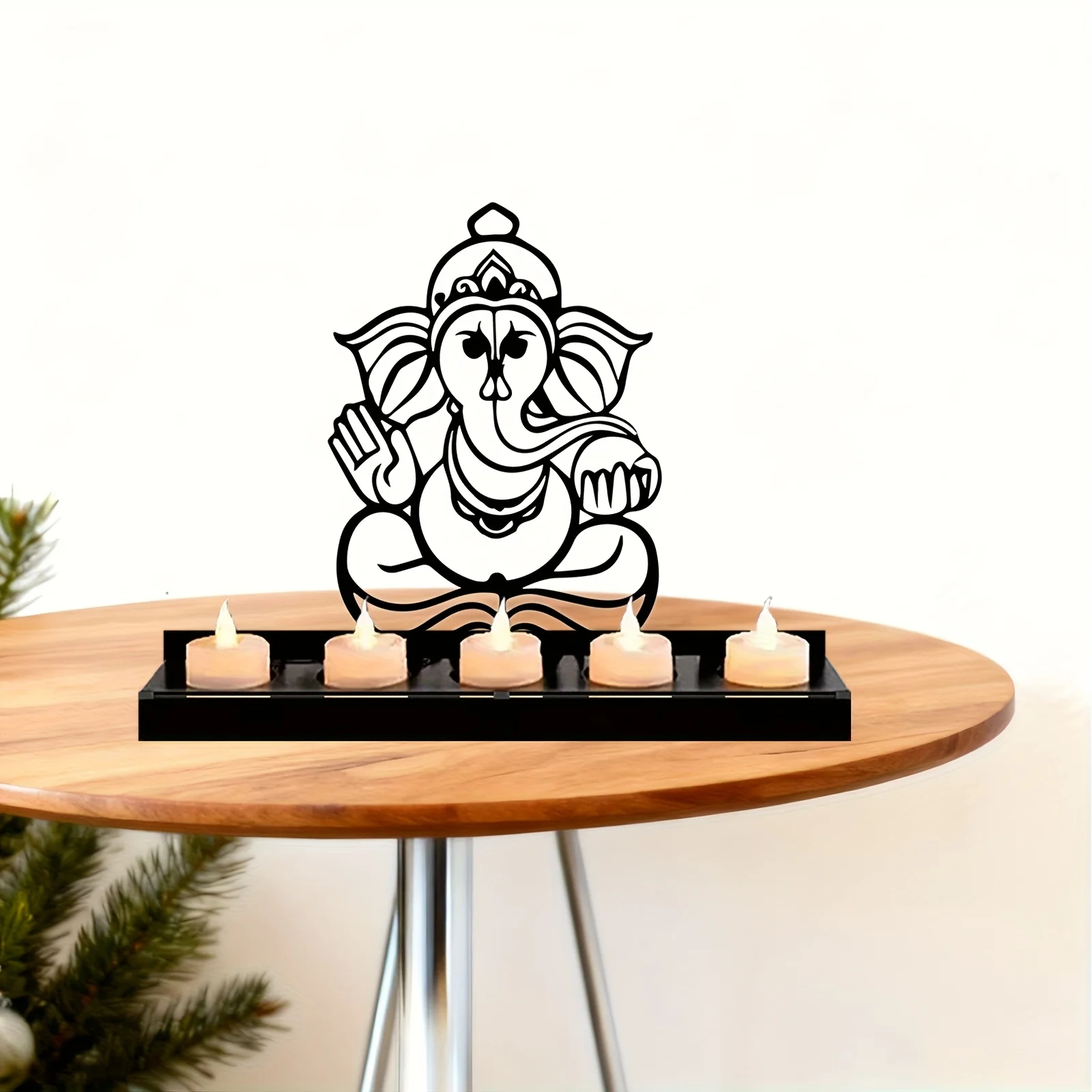 CIFBUY Ganesha Metal Candle Holder Handmade Iron Bendable Idol Decor For Diwali Christmas Home Altar Spiritual Gift