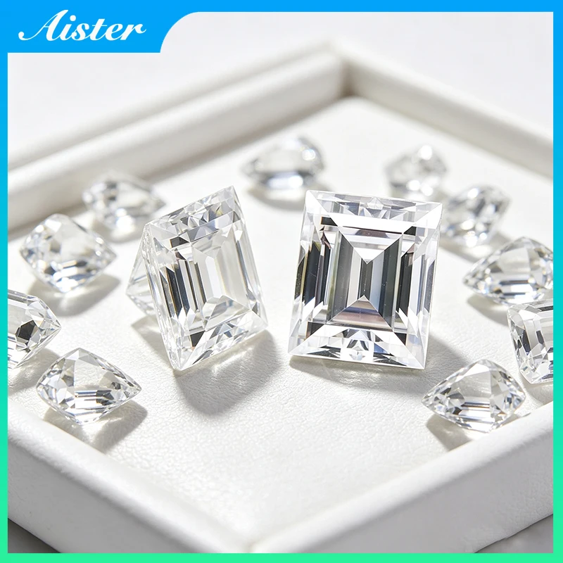 White D Color VVS1 Rectangular Cut Moissanite Stone Moissanita Lab Diamond GRA Certified Positive Pass Diamond Tester