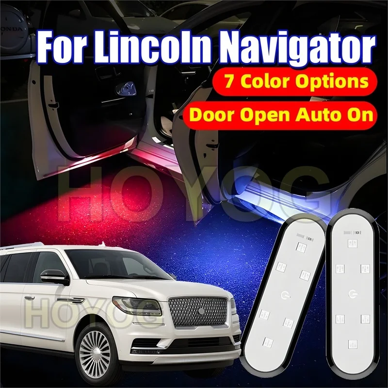 Fit for Lincoln Navigator 2017-2026 USB Rechargeable Wireless Car Door Light featuring a Magnetic Sensor