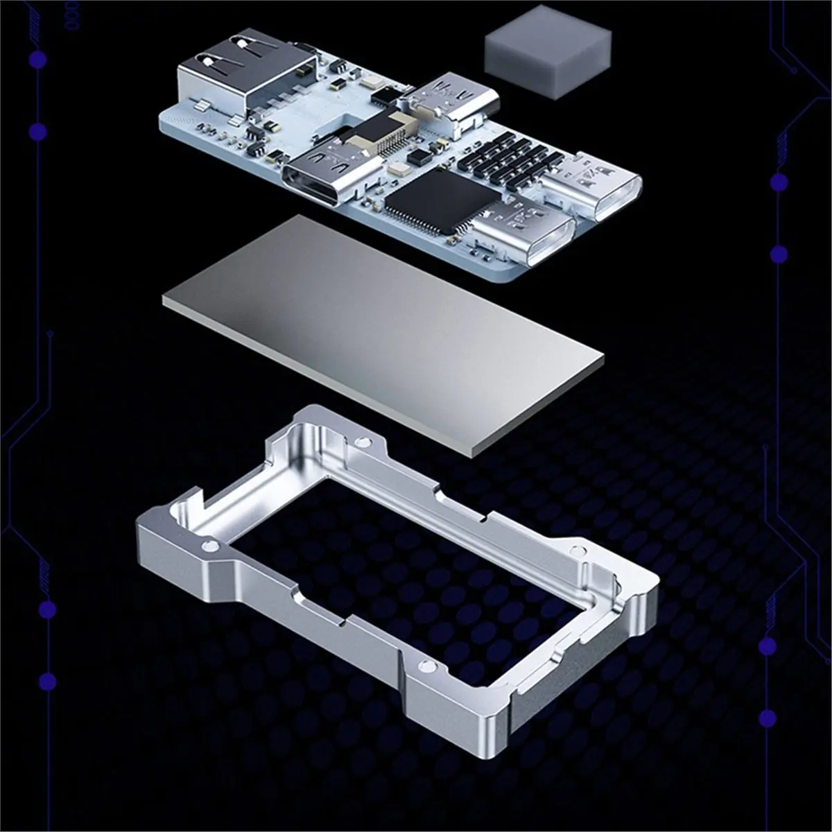 HM USB 2-to-3 Hub True 8K Polling Rate with Screen Metal Enclosure MMT with 2x C to C RGB Cable with RGB Light A