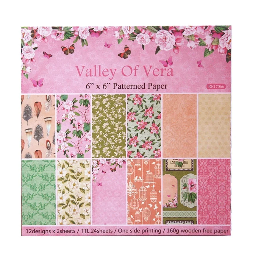 24 Sheets Craft Paper Pads Cutting Dies Art Background Origami Scrapbooking Card Making