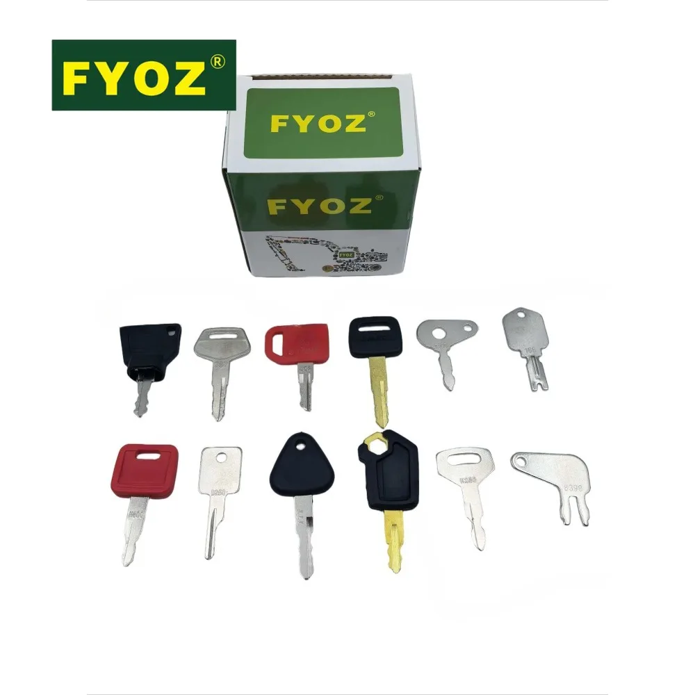 12PCS Heavy Equipment Ignition Key Set For Cat 5P8500/JCB 14607/JD/Hyster 166/Komatsu 787 Forklift/Bobcat/JLG Part