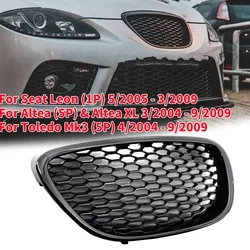 Glossy Black Front Bumper Grill Front Honeycomb Grill Mesh For Seat Leon 1P Altea 5P XL Toledo Mk3 5P 2004 2005-2009 GF1133007