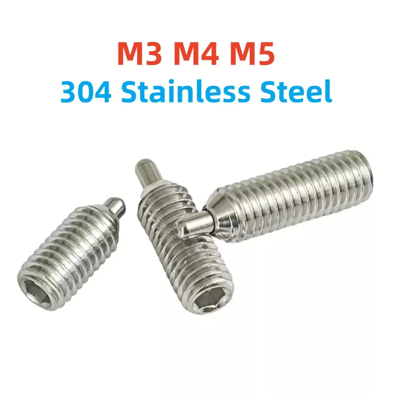 M3 M4 M5 304 Stainless Steel Ball Plungers Hex Socket Locking Spring Plunger Screw Hex Socket Screw With Spring Pins