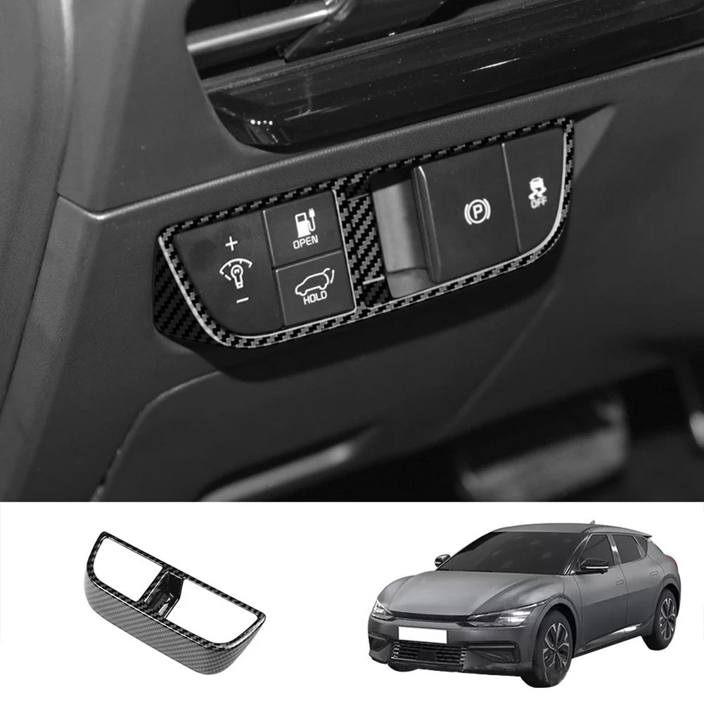 Car Interior Carbon Fiber Head Light Headlight Adjustment Switch Cover Trim Sticker for KIA EV6 GT Line 2021 2022