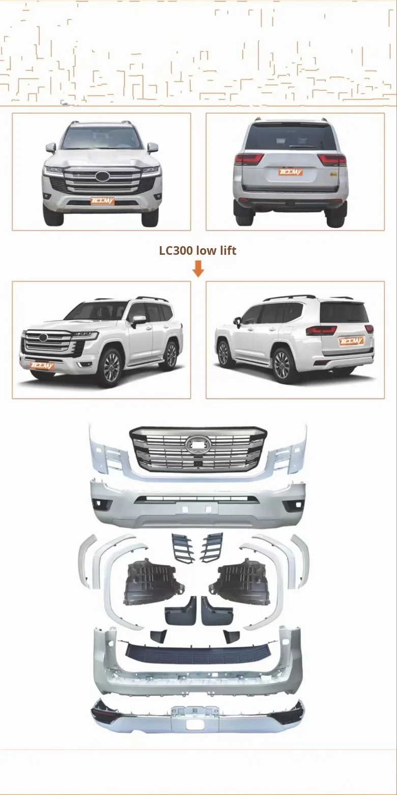 New Condition for Land Cruiser LC300 Modified Body Kit with Low Raised Front and Rear Bumper Enhanced Body Kit for LC300