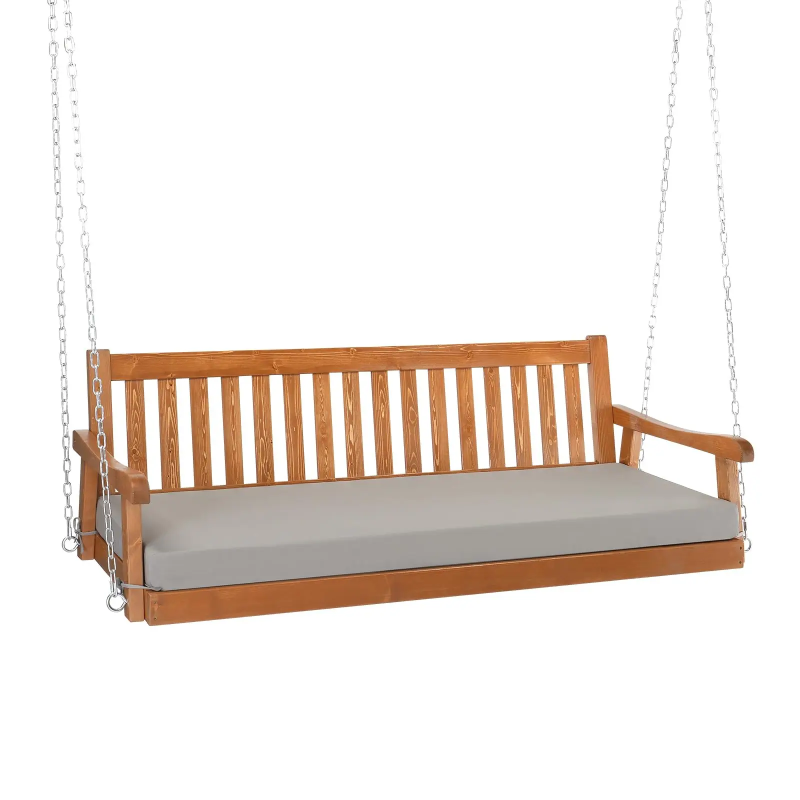 Upgraded 6 FT Wooden Porch Swing Bed, 880 LBS Pine Wood, Brown