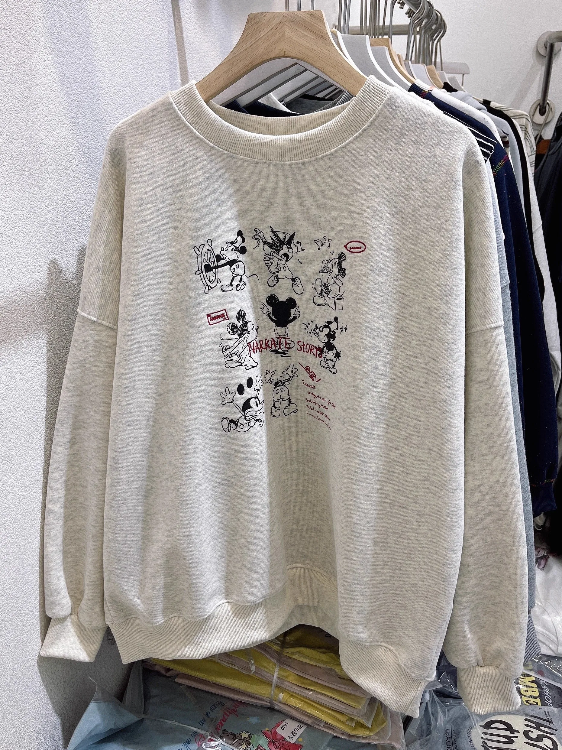 Tamanho grande 300 Pou Coreano Sle Cartoon Impresso Dog Sweatshirt Feminino Longo Sve Overhead irt Outono Faion Senhoras C...