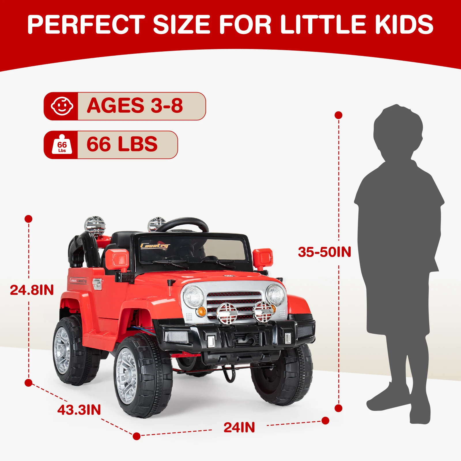 سيارة ركوب الأطفال الكهربائية، لعبة ريترو 12 فولت مع جهاز تحكم عن بعد، موسيقى، تعليق، سرعتان، أضواء LED، AUX، لترفيه الأطفال