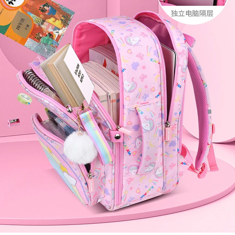 Children's Rainbow School Bags Cute Waterproof Large Capacity Backpack for Primary Students Girls Boys Kawaii Cartoon Schoolbags