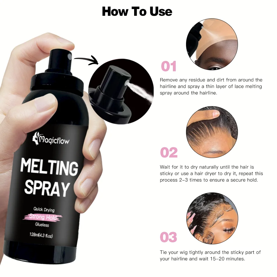 128 مل / 4.3 أوقية رذاذ ذوبان الدانتيل الطبيعي - رذاذ ربط قوي بدون صمغ للشعر المستعار | لاصق للشعر سريع الجفاف #5