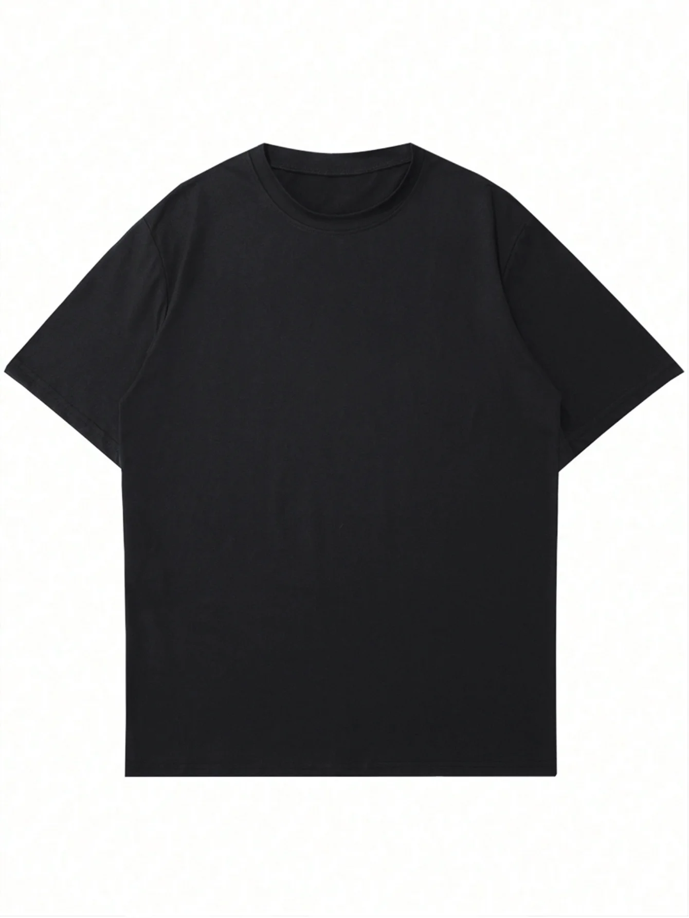 Men's Rap-Style Hip-Hop Patterned Printed T-Shirt Cotton Short-Sleeved Round-Neck Black Loose-Fitting Fashionable Summer Top