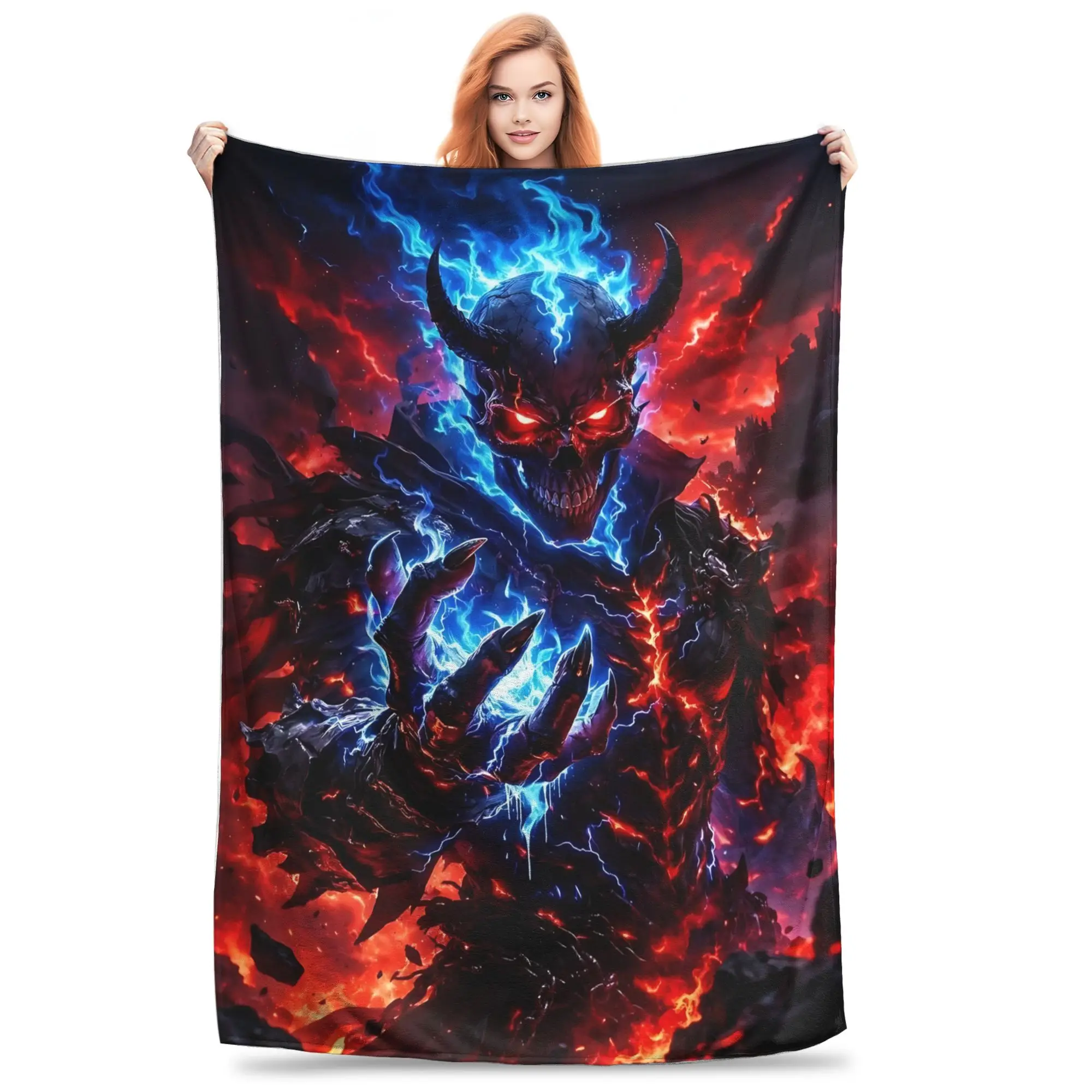 1PC Home Skeleton Vortex Blanket Throw Blanket  Novelty Warm Blanket All Season Gift for Happy Halloween Give Thanks