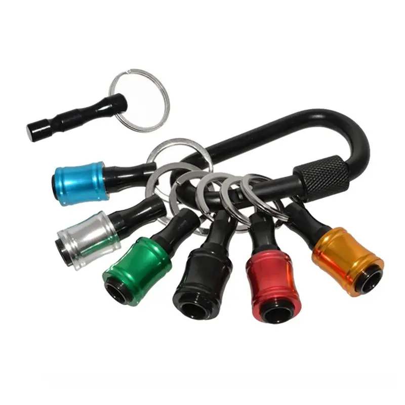A58Z Bit Holder 1/4 Inch Hex Screwdriver Bits Holder Extension Bar Keychain Screw Adapter Drill with Male Post