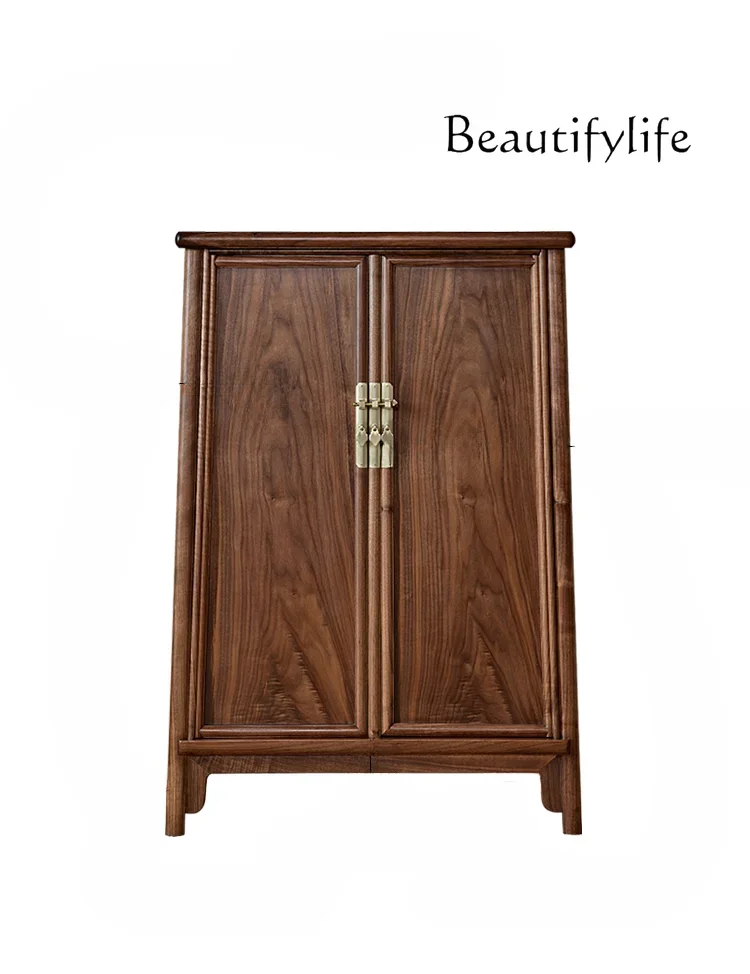 

North American Black Walnut Solid Wood Rounded Corner Locker Mingxin Chinese Study Tea Room Side Cabinet