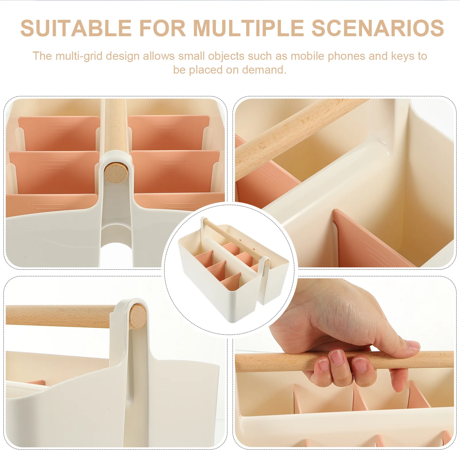 

Multi-Grid Desktop Organizer Box For Office Supplies Storage Case Smooth Arc Design Compartment Lipstick Makeup Holder Remote