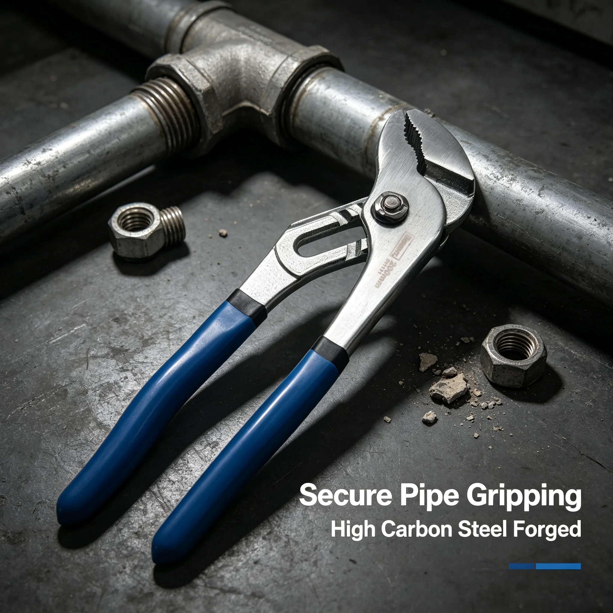 200mm Water Pump Pliers High‑Carbon Steel Non‑Slip Dipped Handle Durable Hand Tool for Plumbing Pipe Installation Repair