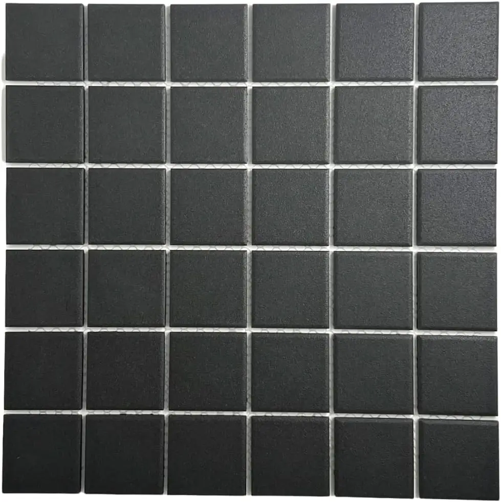 Vintage Black Greyish Charcoal Unglazed Square 2x2 Inch Porcelain Floor Wall Tile Backsplash (10 Pcs/10 Sq. Ft. Per Case) for Ki