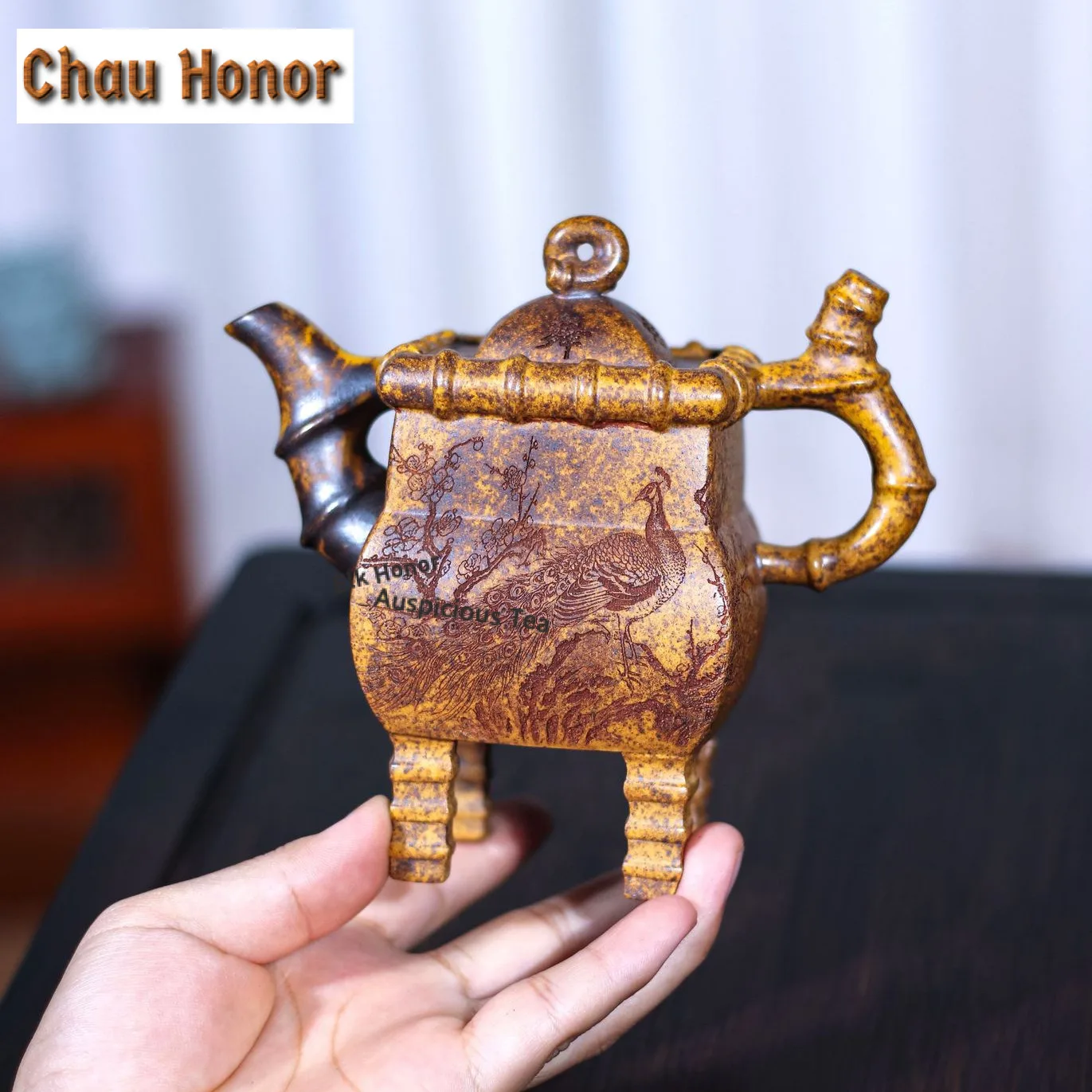 250ml Yixing Purple Clay Teapots Handmade Square Bamboo Stone Pot Dragon Bone Gold Sand Tea Maker Kettle Chinese Zisha Teaset