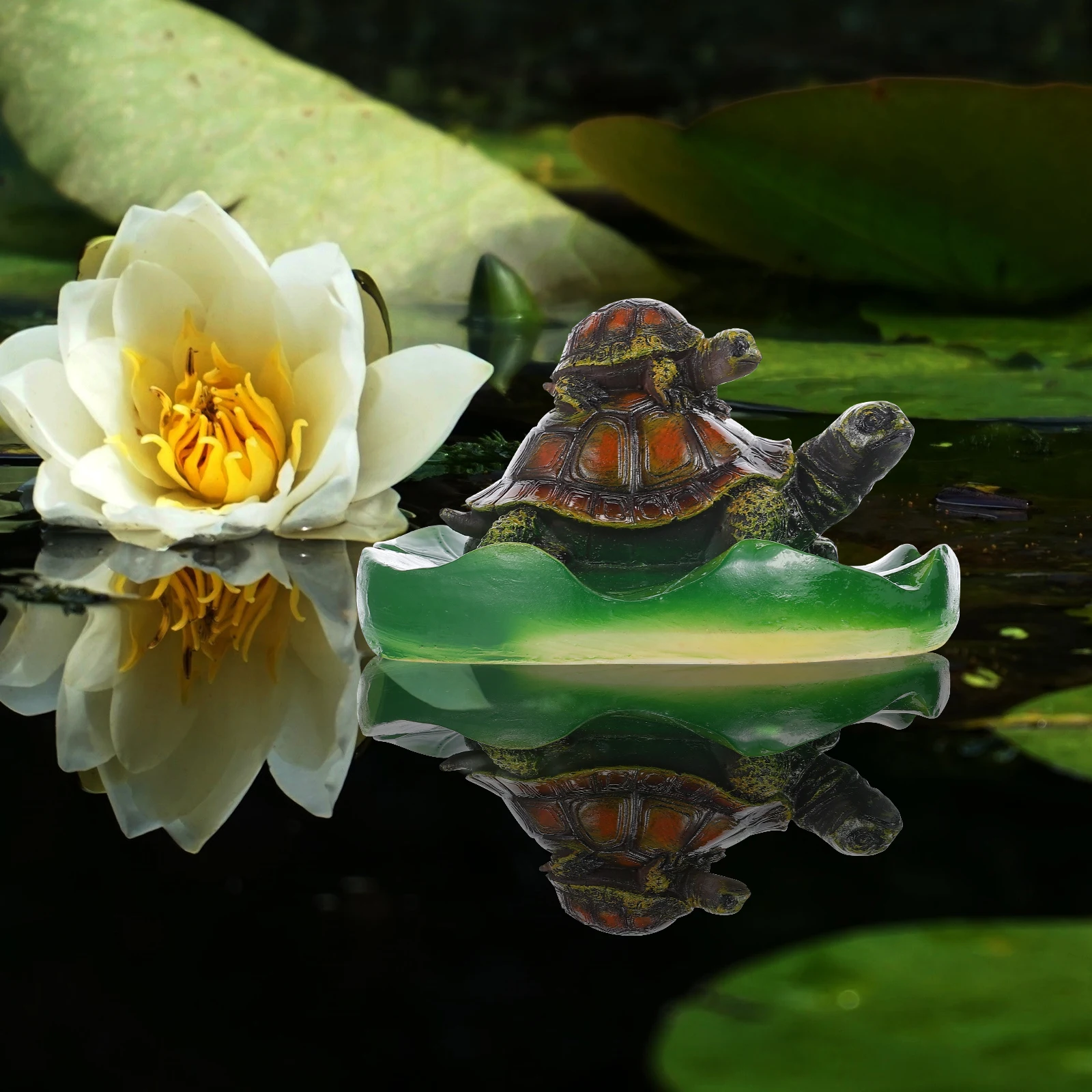 

Floating Turtle Decor Realistic Resin Figurine Durable Lifelike Fish Pond Accessories Garden Ornament Water Feature