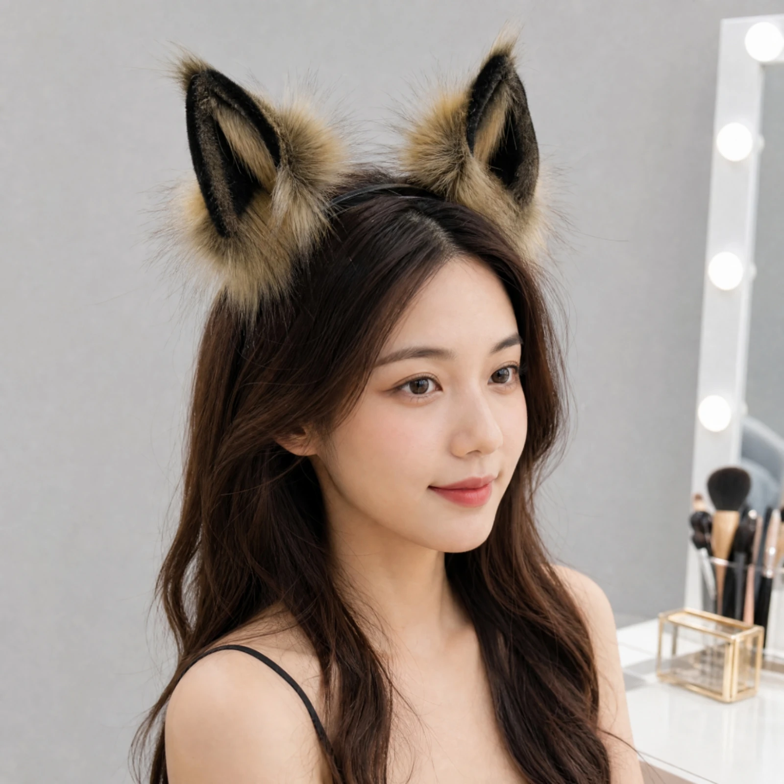 Cat-Ear Costume Headband Soft Costume Headband with Cat Ears Headwear Fuzzy Headdress One Size Fits Most for Cosplay Enthusiasts