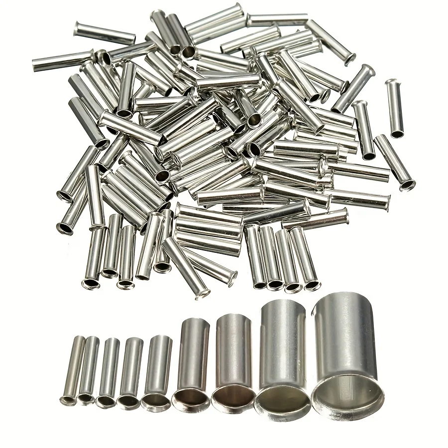 100pcs 0.5mm²-35mm²/ 22-2 AWG Non-Insulated Wire Connector Ferrules Electrical Cable Terminal Copper Bare Tinned Crimp Terminal