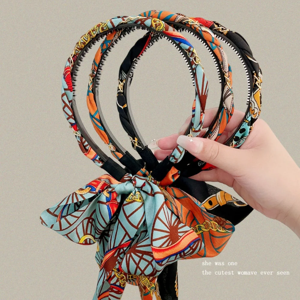 Women's Ribbon Headband, Hair Hoop, Hair Tie, New Style Braided Hair Accessories, High-end Fashion Hairpin, Silk Scarf Headwear