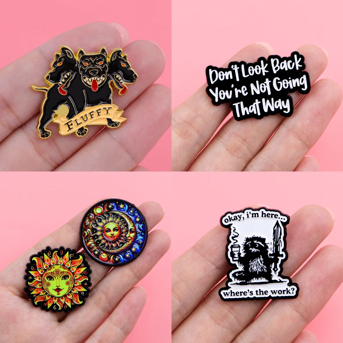 

Sun & Moon Enamel Pins Cartoon Raccoon Brooches Badge Lapel Pin For Backpack Clothes Accessories Funny Jewelry Birthday Gifts