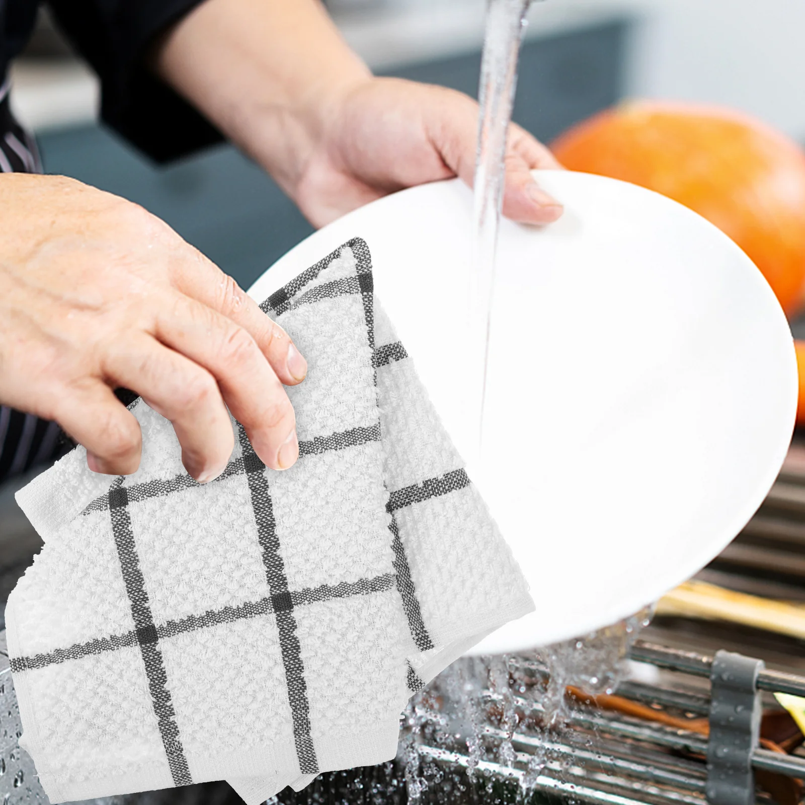 

8Pcs Cotton Yarn Dishcloths Kitchen Dish Thick Soft Multipurpose Dishwashing Cloths Household Cleaning Wipes