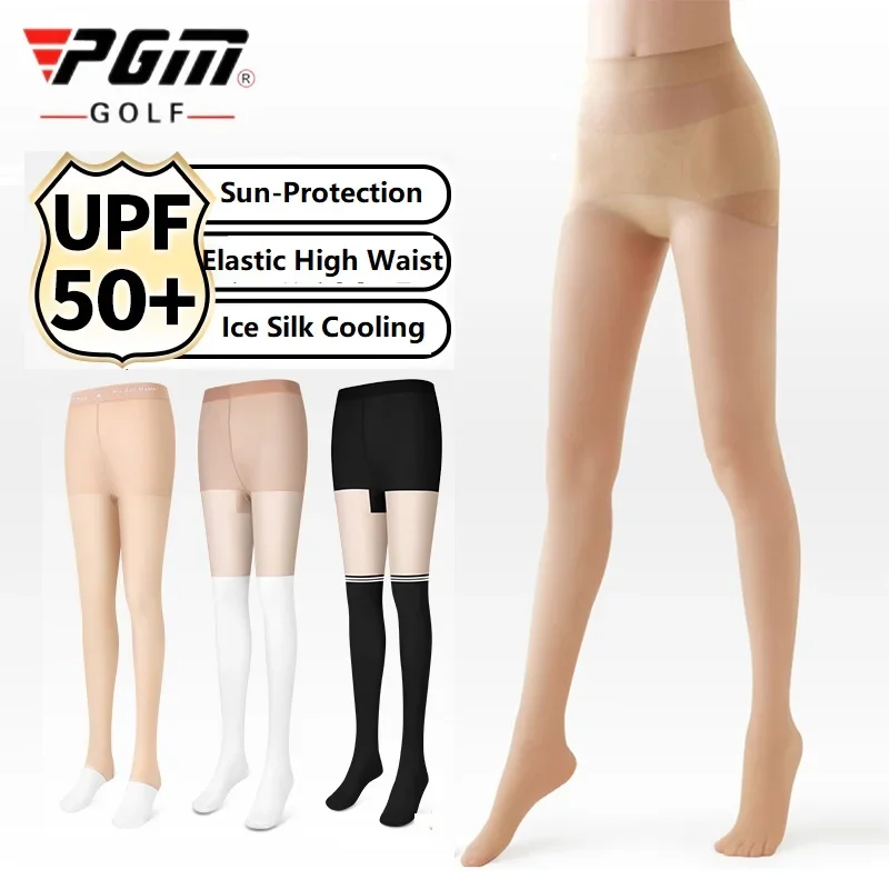 Pgm Golf Leggings Women Sports Fitness Stockings High Waist Tights Ladies Summer Elastic Socks Sun Protection Anti Hook Pants