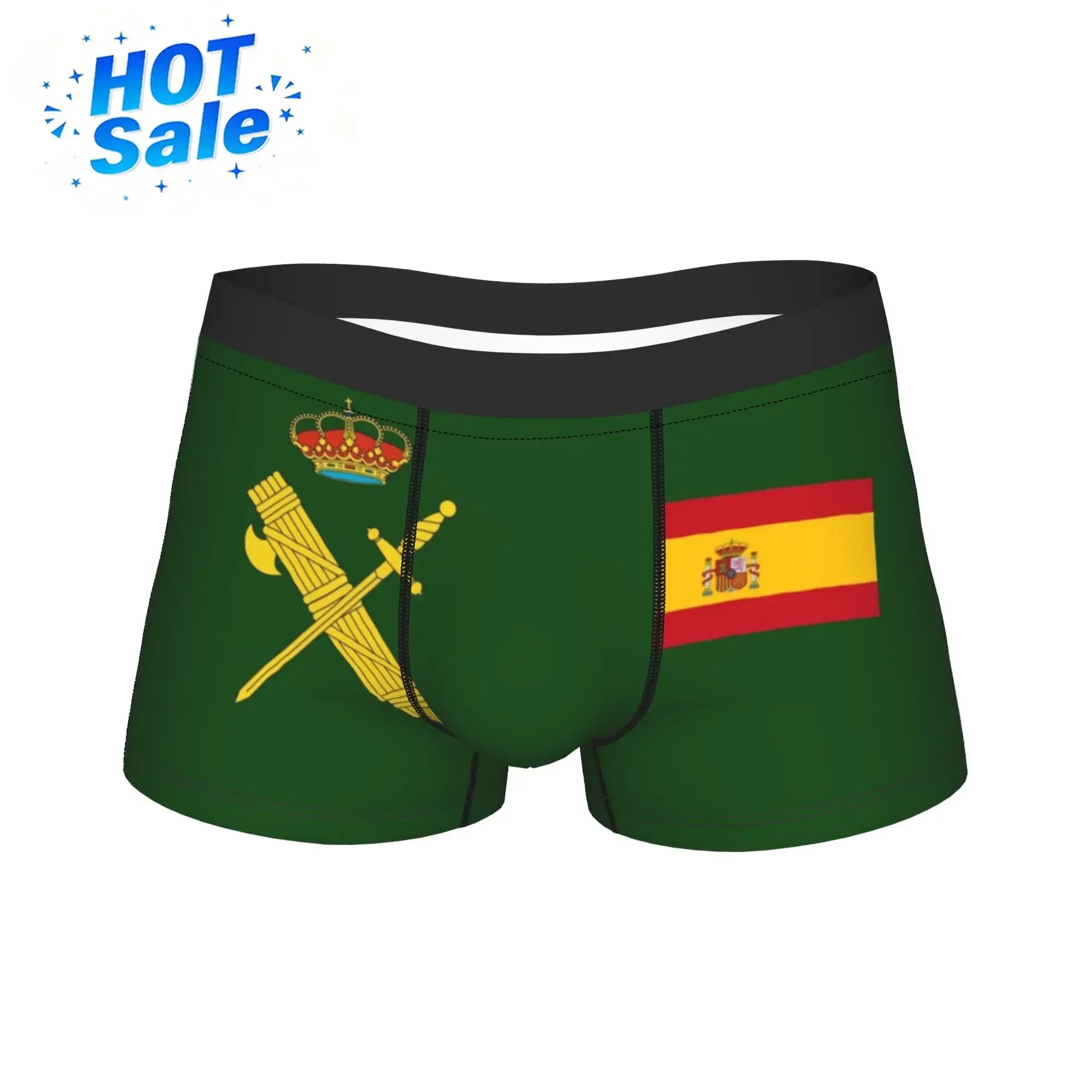 Flag of Spain Plus Emblem Civil Guard Men's Underwear Spanish Boxer Briefs Shorts Panties Funny Soft Underpants for Male S-XXL