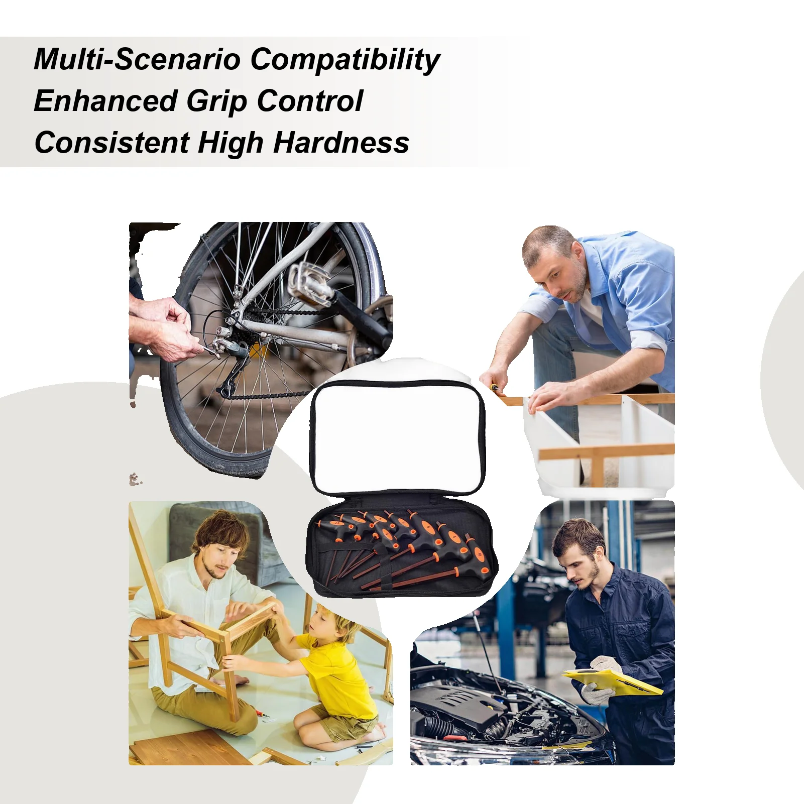 

Набор Т-гранных ключей, двухсторонний шестигранный ключ из 8 предметов с Т-образной ручкой, набор для ремонта шестигранных ключей для уличной домашней мебели, велосипеда