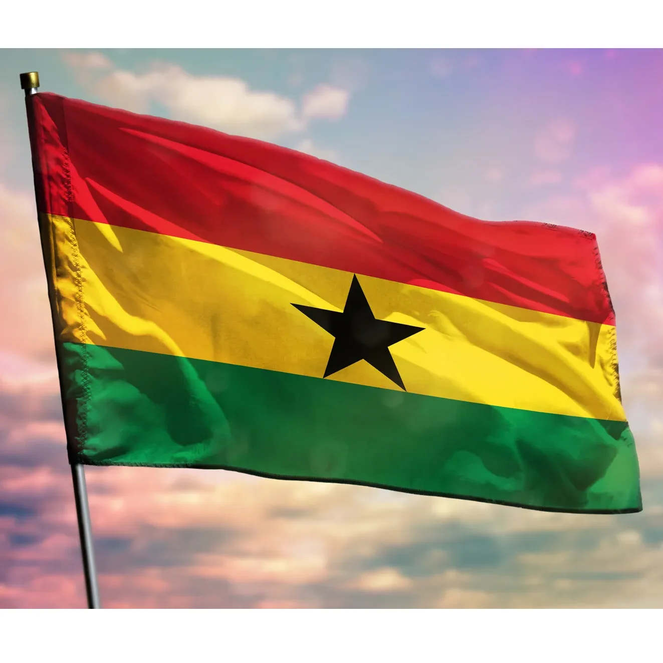 90X150cm Ghana Flag High Quality Polyester Hanging Ghana National Flags  Printed Ghana Flag Banner