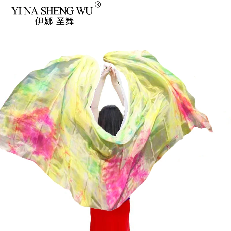 Belly Dance Props Veil Dyed 100% Pure Natural Silk Veils for Women Belly Dancing Professional Silk Veils Stage Performance Veils