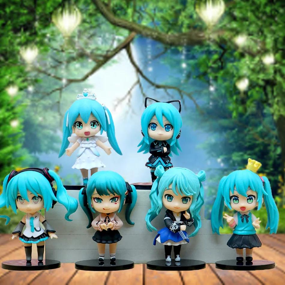

6pcs/Set Anime Hatsune Miku Figures Mini Character Ornaments Kawaii Table Decorations for Home Adult Toy Child Gift