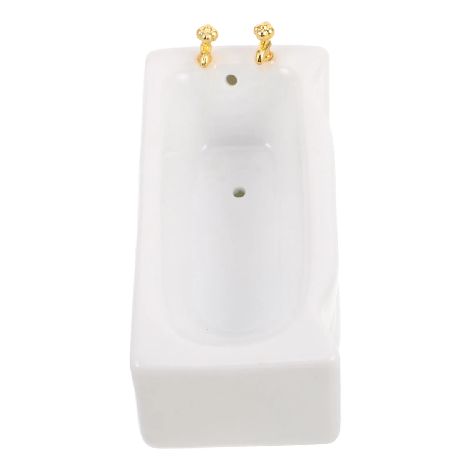 

Белая керамическая квадратная мини-ванна 1:12 для кукольного домика, декоративная миниатюрная мебель для ванной комнаты, аксессуар для кукольного домика