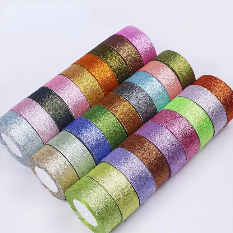 40mm 25Yard/roll Colorful Onion Glitter Ribbon for Gift Packaging Webbing Christmas Wedding Decoration supplies handmade Ribbons