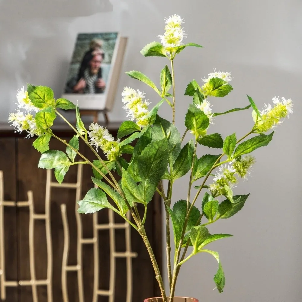 Flor Artificial de Pogostemon con 3 Cabezas, Tallo de Pogostemon, Planta Artificial, Simulación de Pogostemon, Textura Realista, Flor Artificial de Seda y Plástico