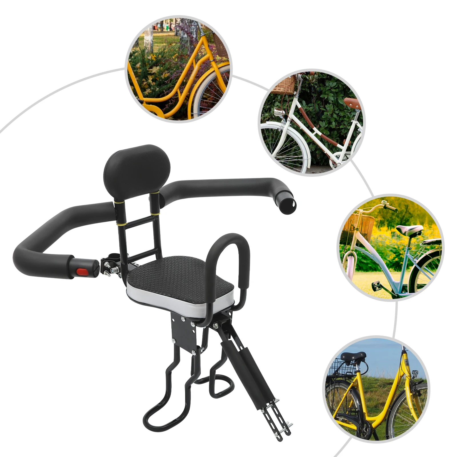 

Переднее крепление для детского велосипеда, удобное сиденье из губки, детские сиденья с ремнем безопасности для детей от 1 до 5 лет, вместимость 80 кг