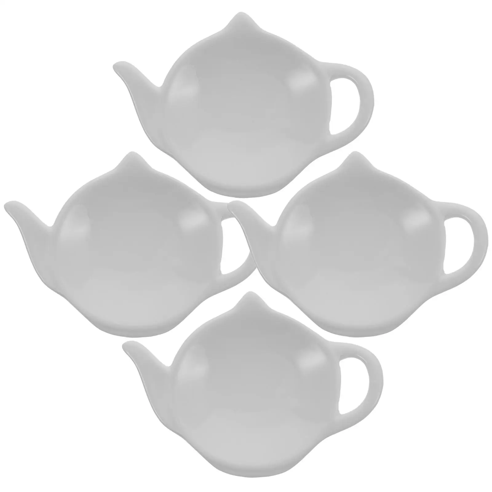 

4 Pcs Tea Bag Plate Teapot Shaped Ceramic Dish Teaspoons Delicate Teabag Holder