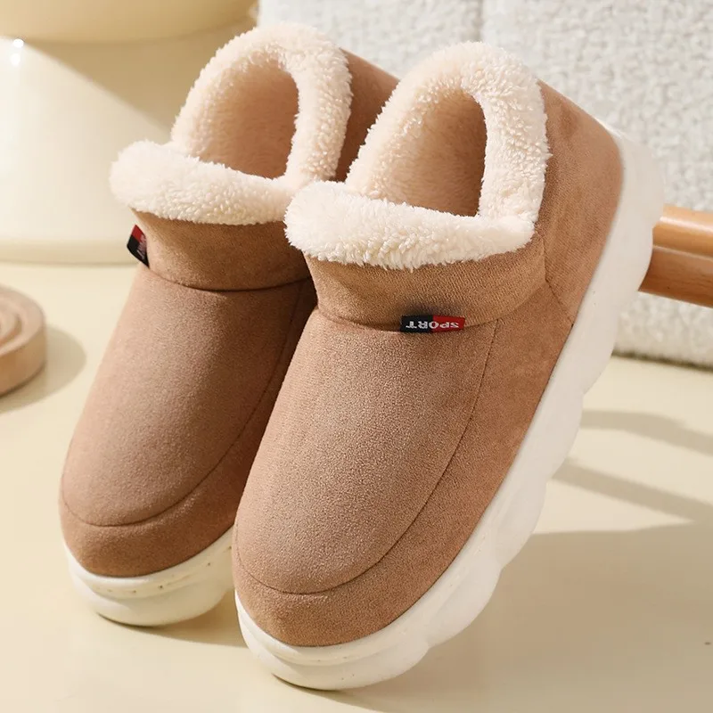 

Winter Women Cotton Shoes Lightweight Men Casual Shoes Fashion Outdoor Antiskid Cotton Shoe Fluffy Padded Platform Slippers New
