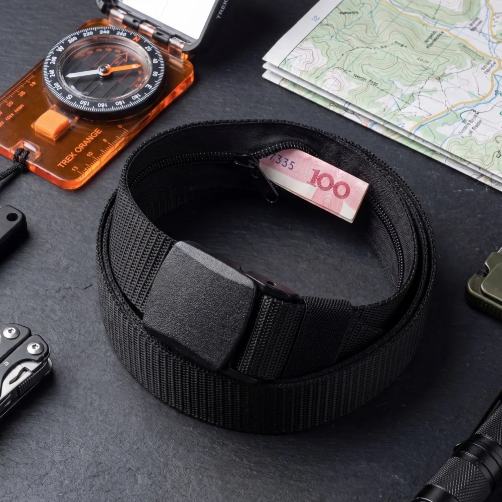 Men Travel Anti‑Theft Belt With Secret Money Pocket Outdoor Sports Belt