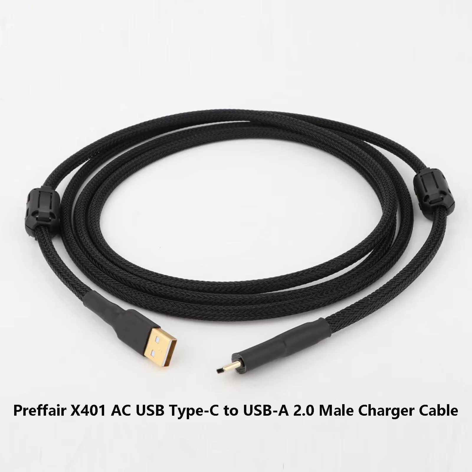Preffair Premium X401 AC USB Type-C إلى USB-A 2.0 كابل شاحن ذكر مطلي بالفضة OFC كابل شحن سريع مرن
