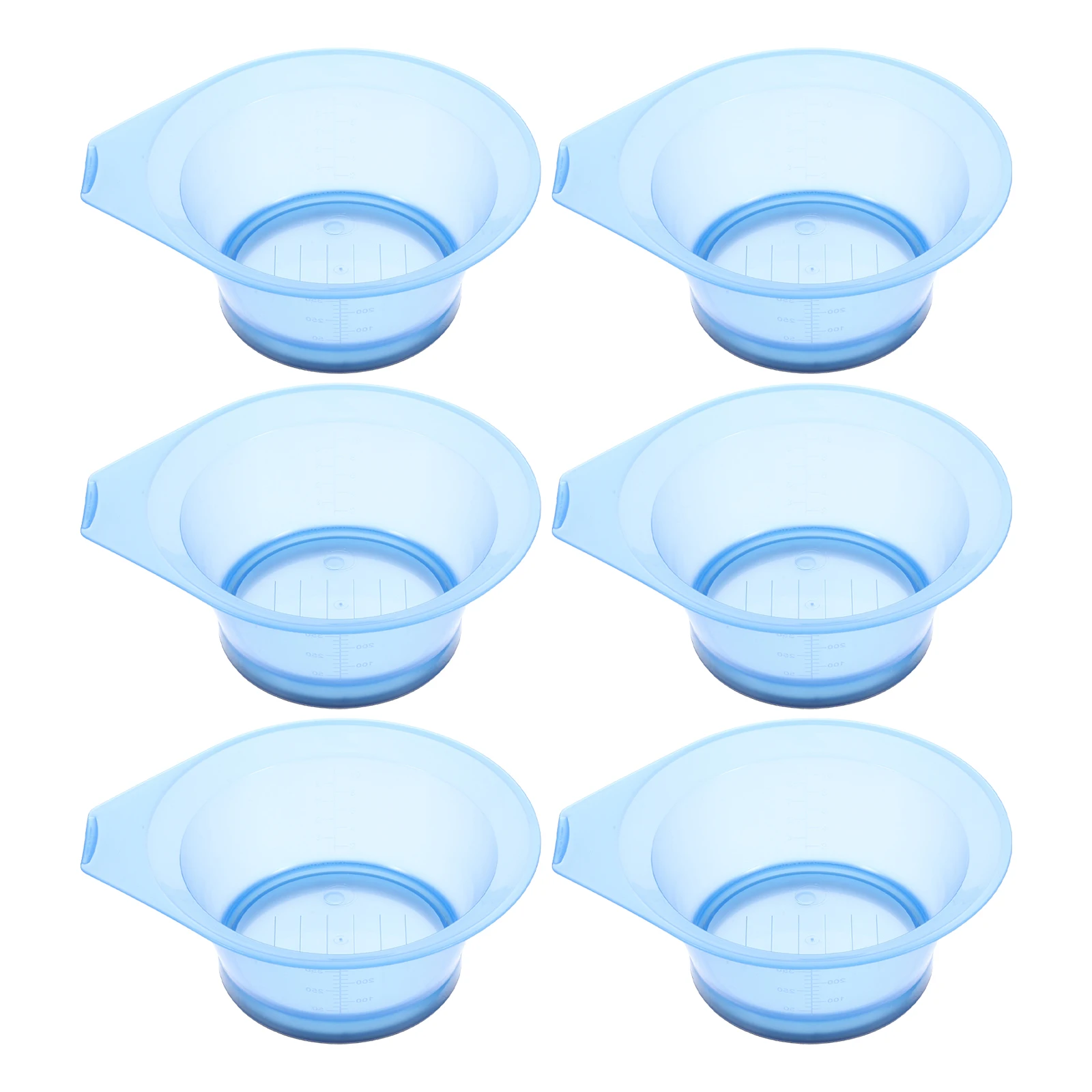 6Pcs Hair Dye Bowls Transparent Plastic Hairdressing Bowls for DIY and Professional Salon Color Mixing Hair Dye Tools